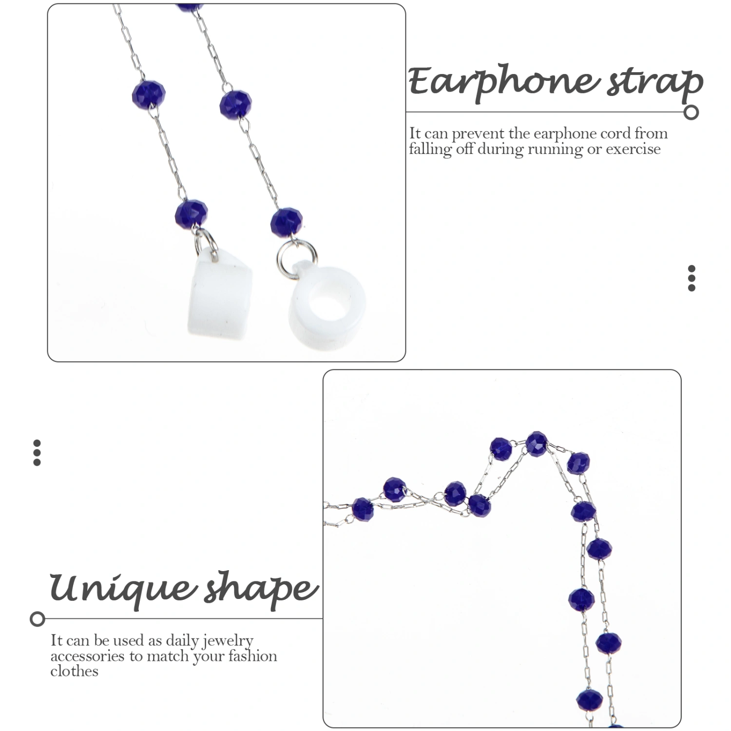 Wireless Earphone Chain Glasses Chain Anti-lost Eyeglass Beads Chain Earbuds Chain