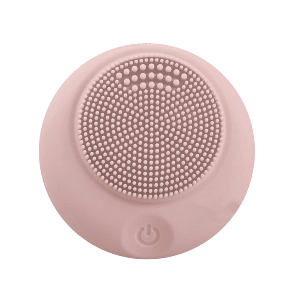 1pc Ultrasonic Facial Cleansing Device Charging Silicone Electric Skin Care Pore Deep Cleaning Brush (Pink)