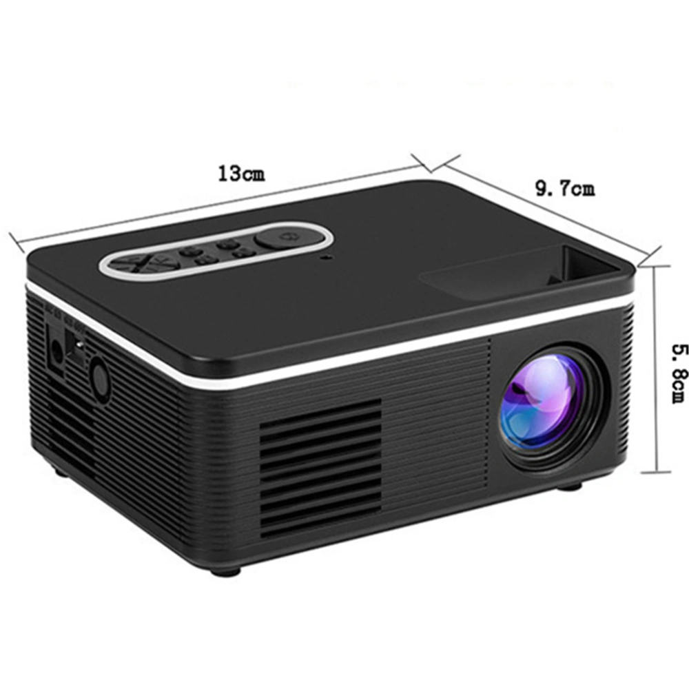 Portable Mini Projector 400 Lumen LED Projector Home Media Player Projector 1080P LED Multimedia Projection Machine with US Plug (Black)