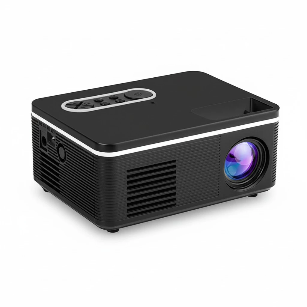 Portable Mini Projector 400 Lumen LED Projector Home Media Player Projector 1080P LED Multimedia Projection Machine with US Plug (Black)