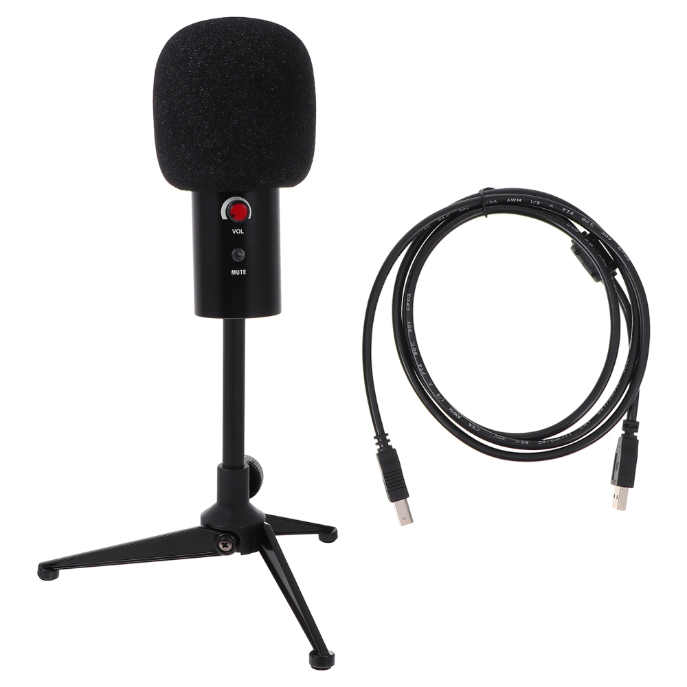 1 Set of USB Microphone Computer Recording Mic Live Streaming Microphone (Black)