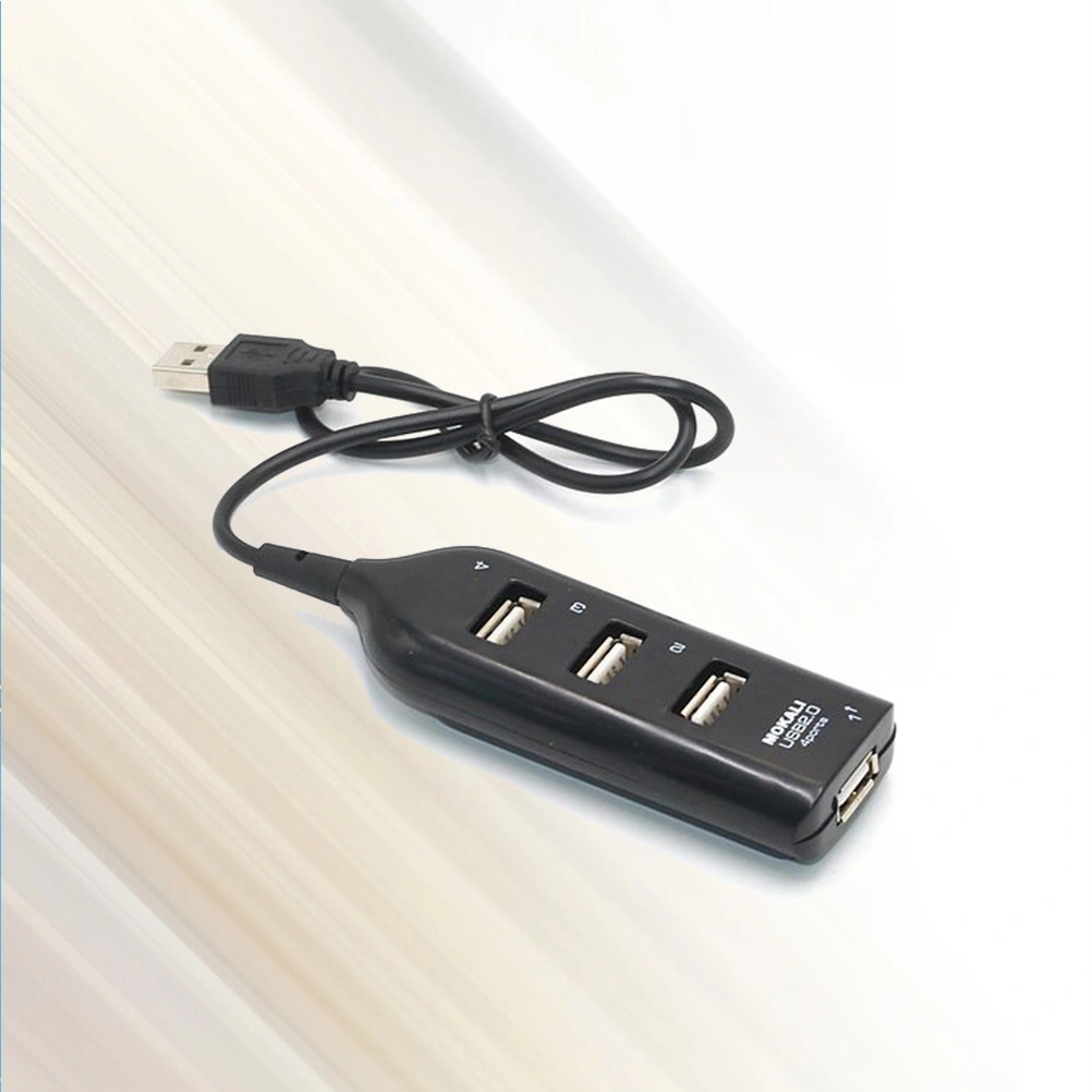 Portable 4 Ports USB 2.0 High Data Expansion Transfer Hub Splitter for Computer Laptop PC Tablet Smart Phone(Black)