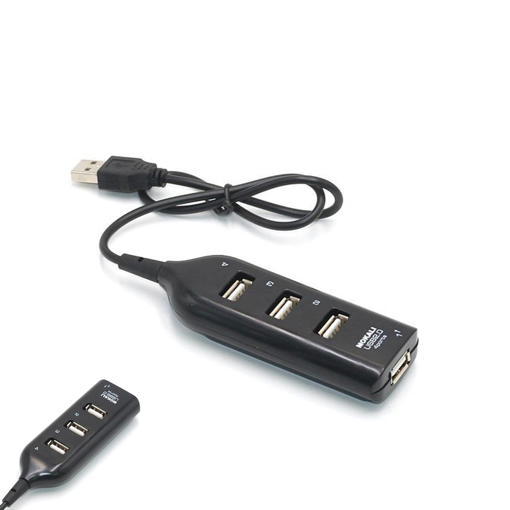 Portable 4 Ports USB 2.0 High Data Expansion Transfer Hub Splitter for Computer Laptop PC Tablet Smart Phone(Black)
