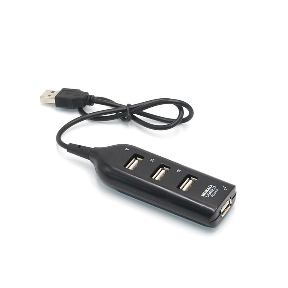 Portable 4 Ports USB 2.0 High Data Expansion Transfer Hub Splitter for Computer Laptop PC Tablet Smart Phone(Black)