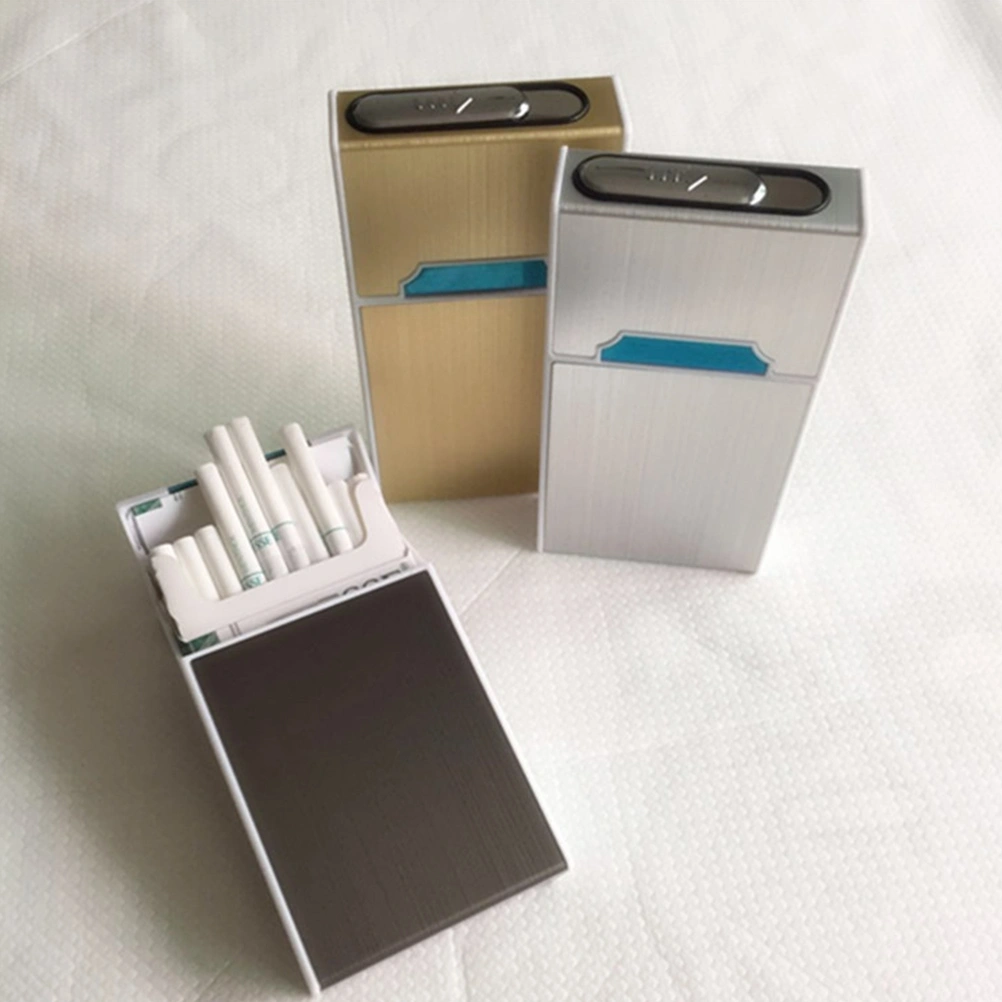 Electric USB Rechargeable Cigarette Lighter Cigarette Case Electronic Cigar Lighter (Silver)