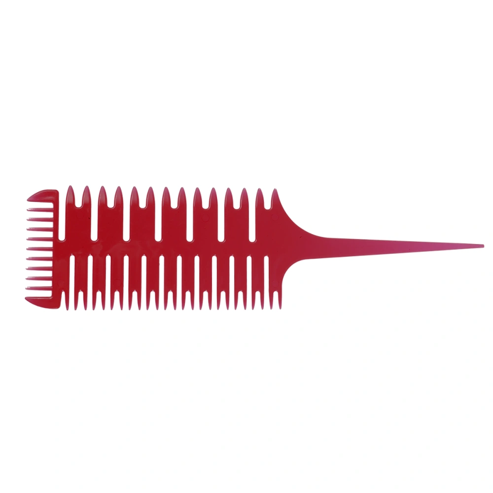 1pc 3 Sides Fish Bone Shape Comb Salon Dyeing Coloring Dispensing Brush for Women Girls (Red)