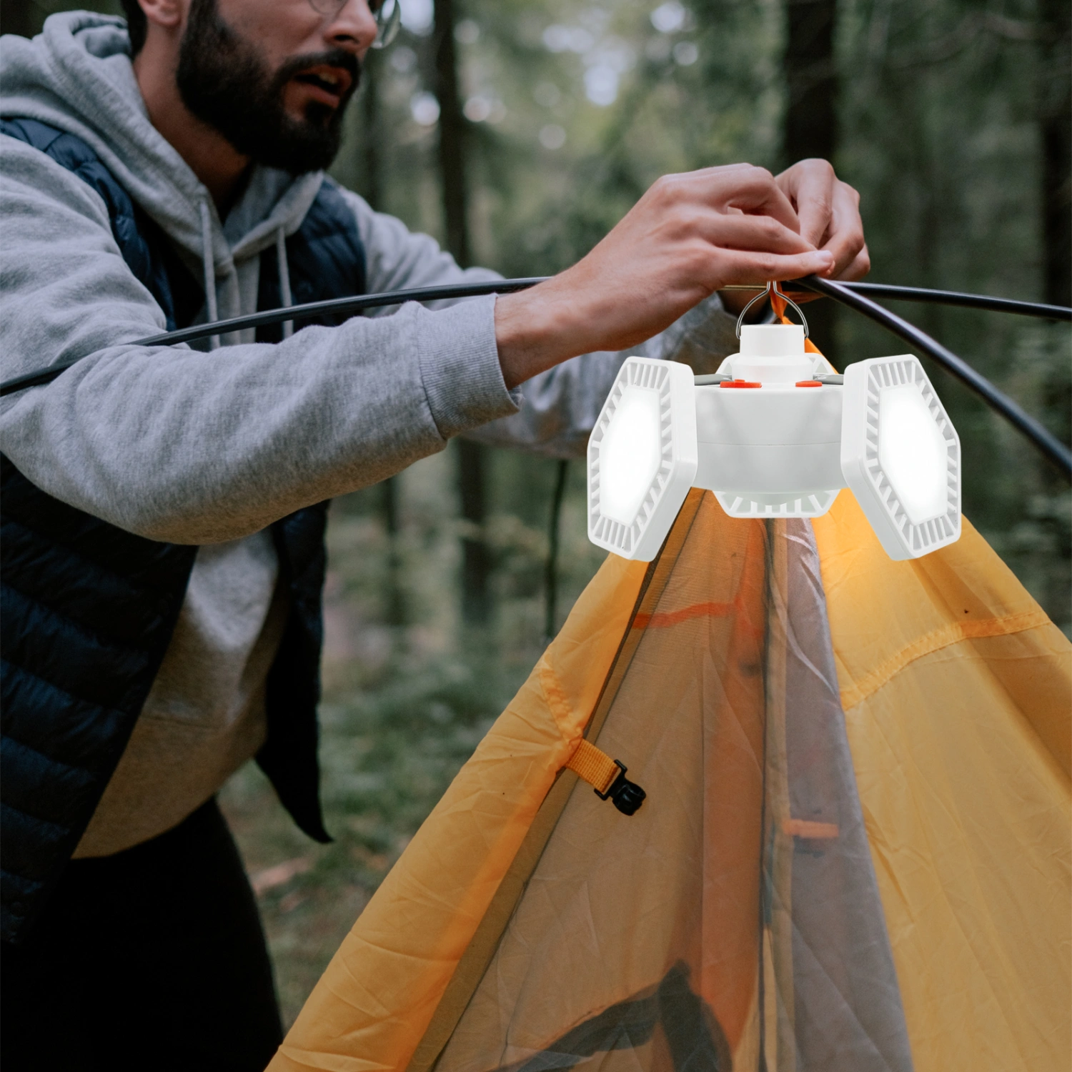 Camping Light Solar USB Rechargeable Illumination Light Foldable Tent Lamp