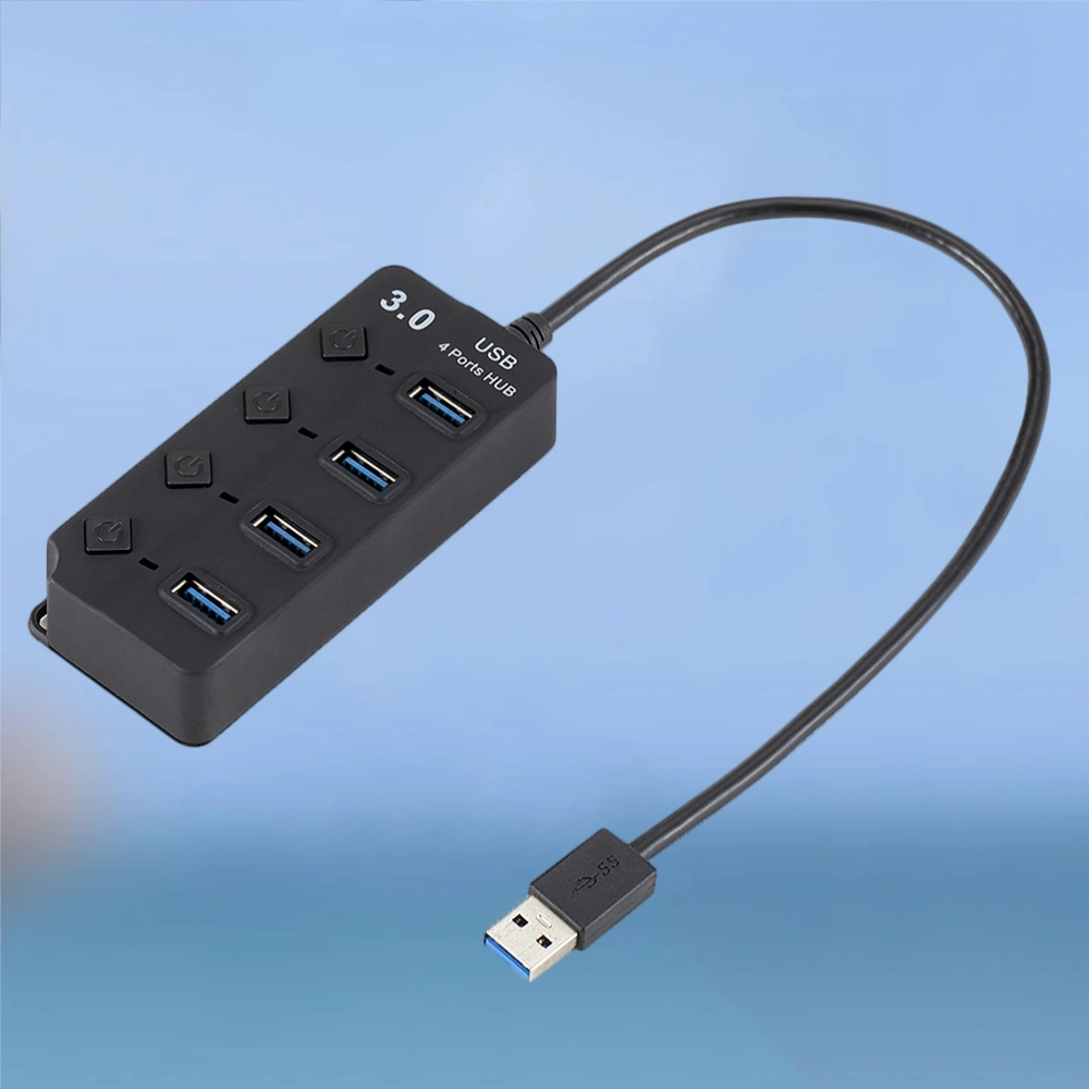 4 Ports USB HUB Independent Switch USB 3.0 Divider for Computer Laptop PC Tablet Smart Phone Use(Black)