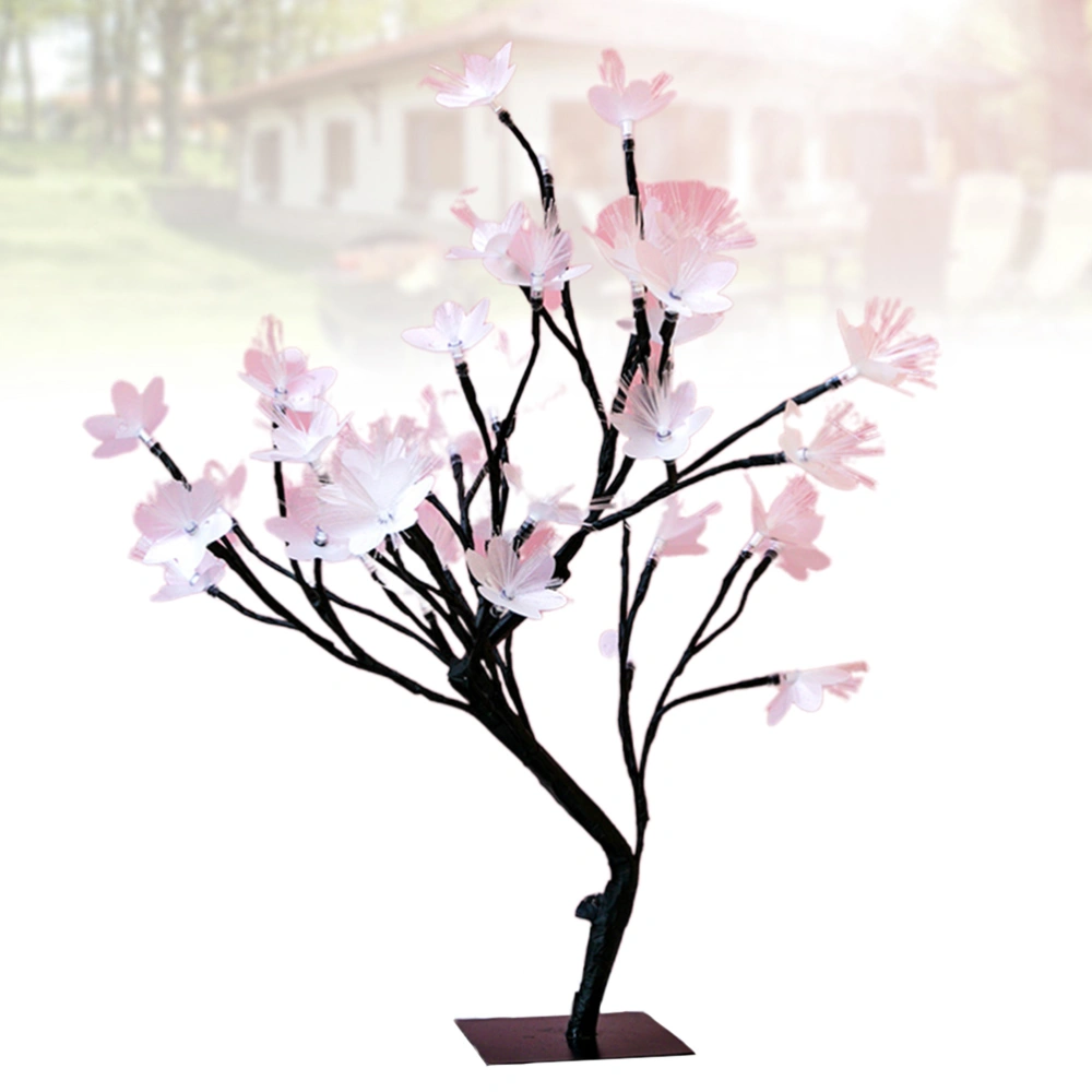 1pc Decorative Fiber Optic Flower Tree Lamp Tree Light USB Tree Decor Light for Wedding Home Bedroom (Black Tree with White Bag Packing)