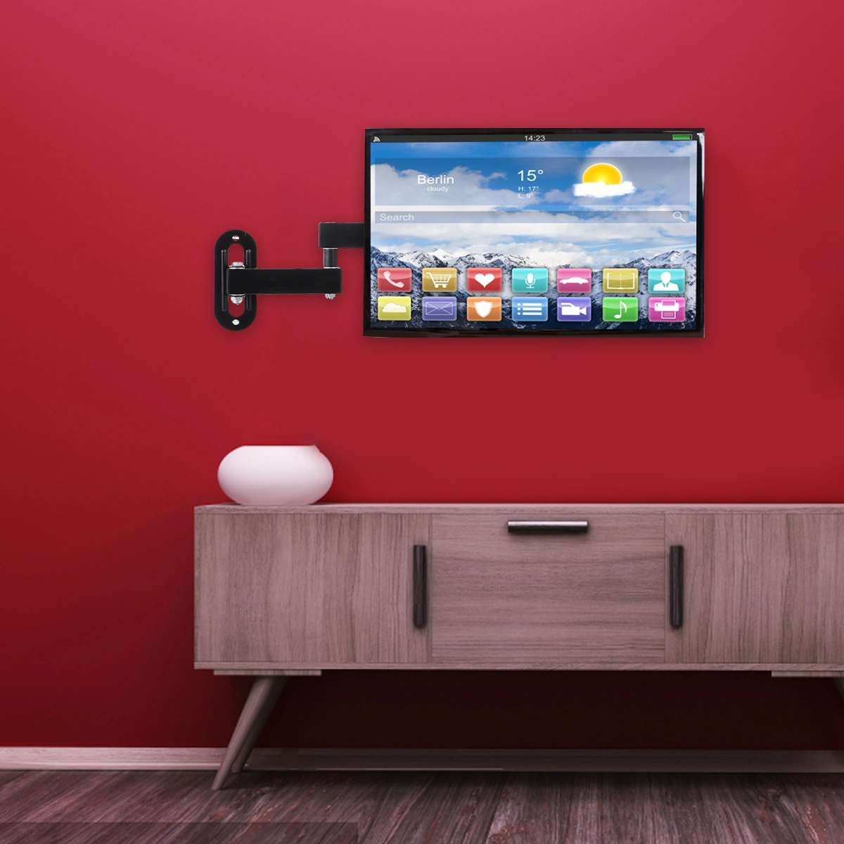 TV Wall Bracket Rotates Monitor TV Wall Mount for 14-27 Inch TV Computer