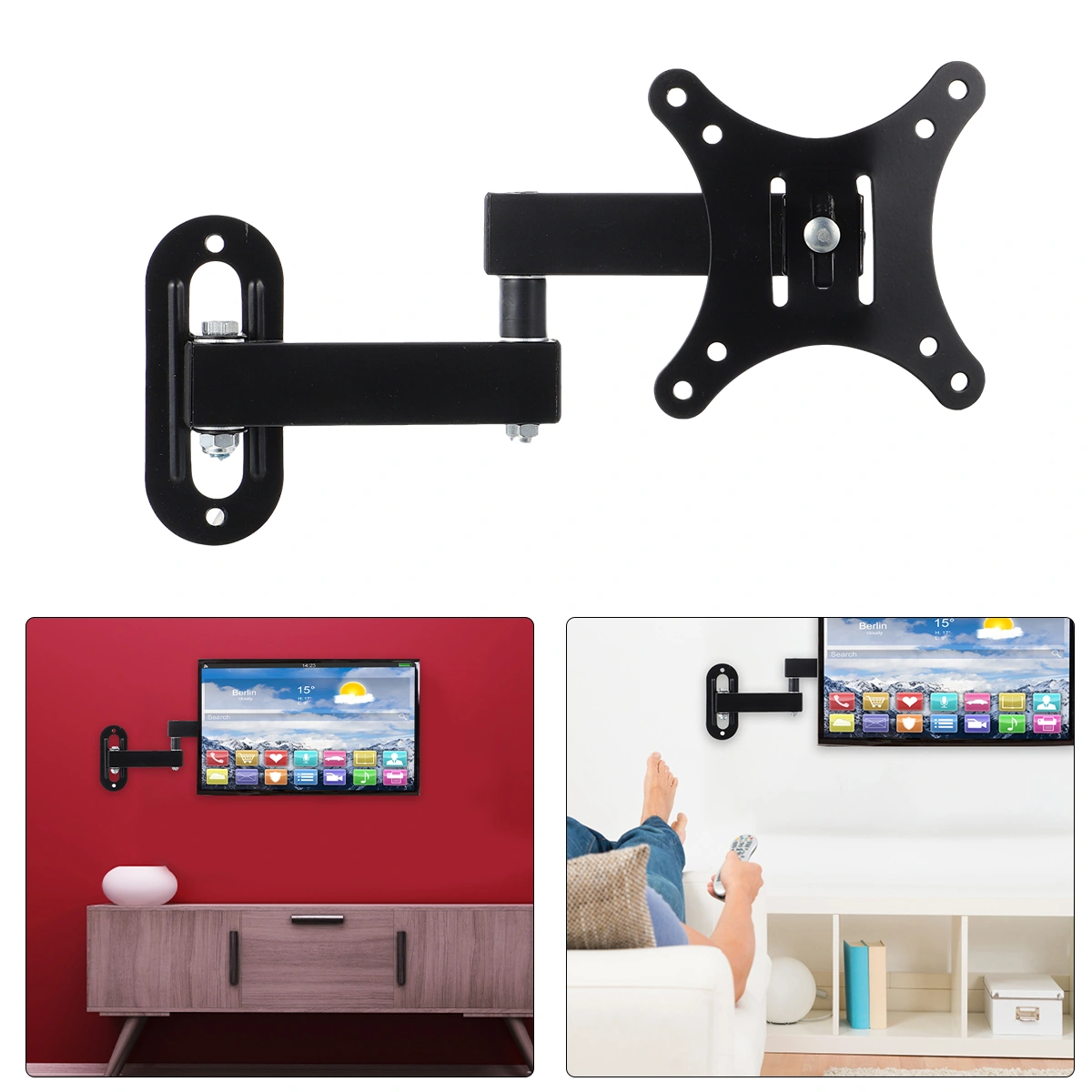 TV Wall Bracket Rotates Monitor TV Wall Mount for 14-27 Inch TV Computer