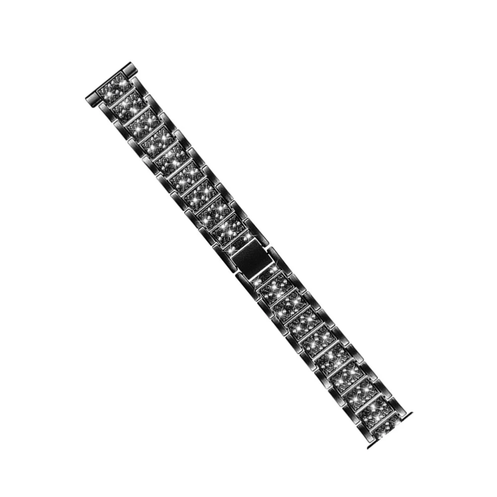 1pc Metal Watchstrap Rhinestone Watch Band Fashion Replacing Wristband Compatible for Galaxy Watch Black 2cm