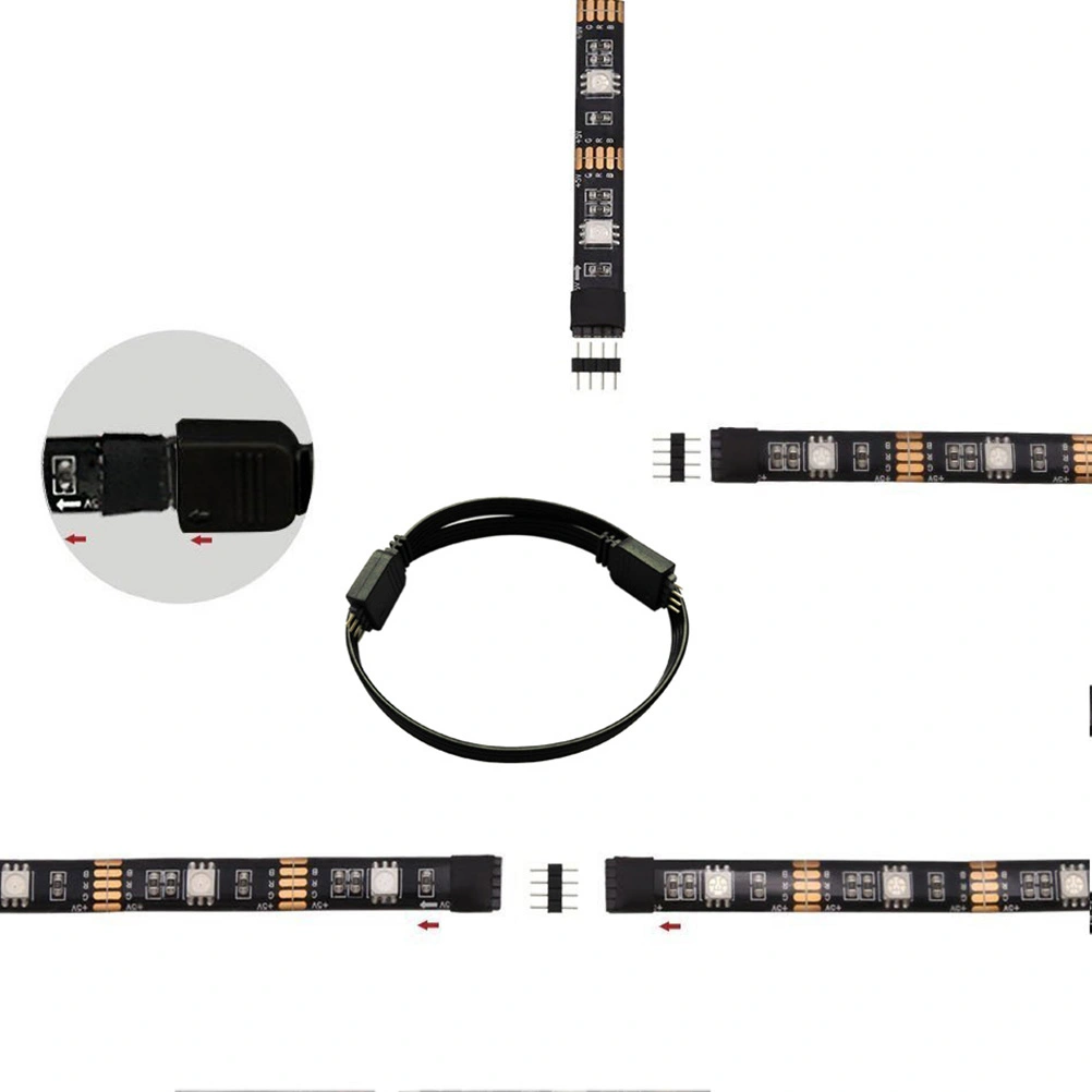0.5m 5050 SMD Rope Light Waterproof Flexible RGB LED Strip Light with USB Control Cable for TV Closet Outdoor Lighting