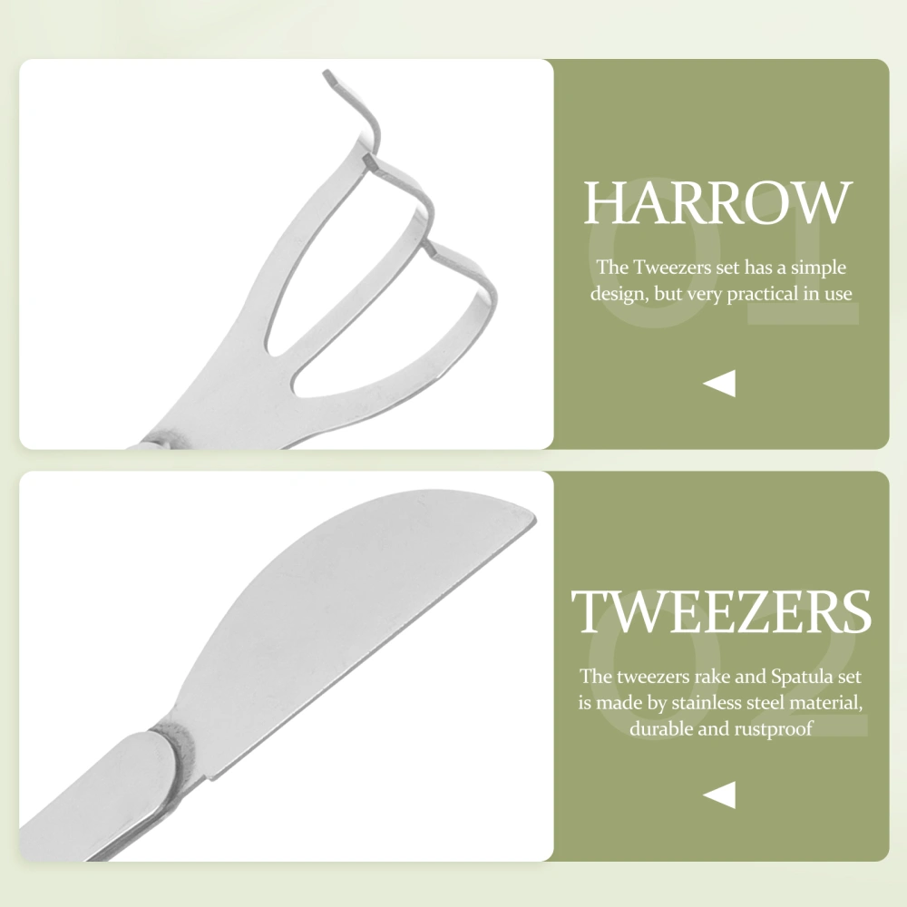 1 Set of Precision Tweezers Rake Set Stainless Steel Tweezers Stainless Steel Rake Tweezers