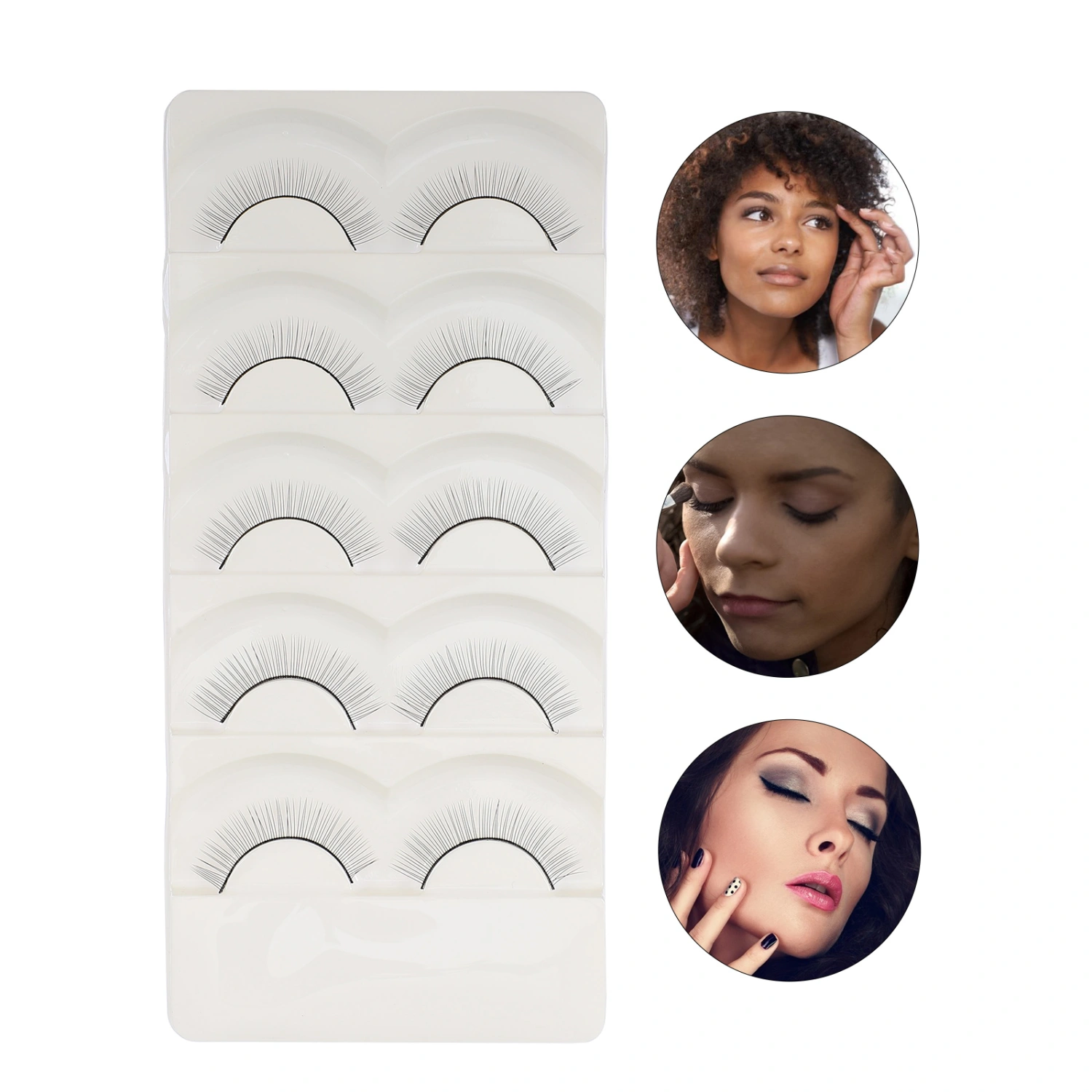 5 Pairs Practice Fake Lashes Extensions Training Eyelash Strips for Mannequin