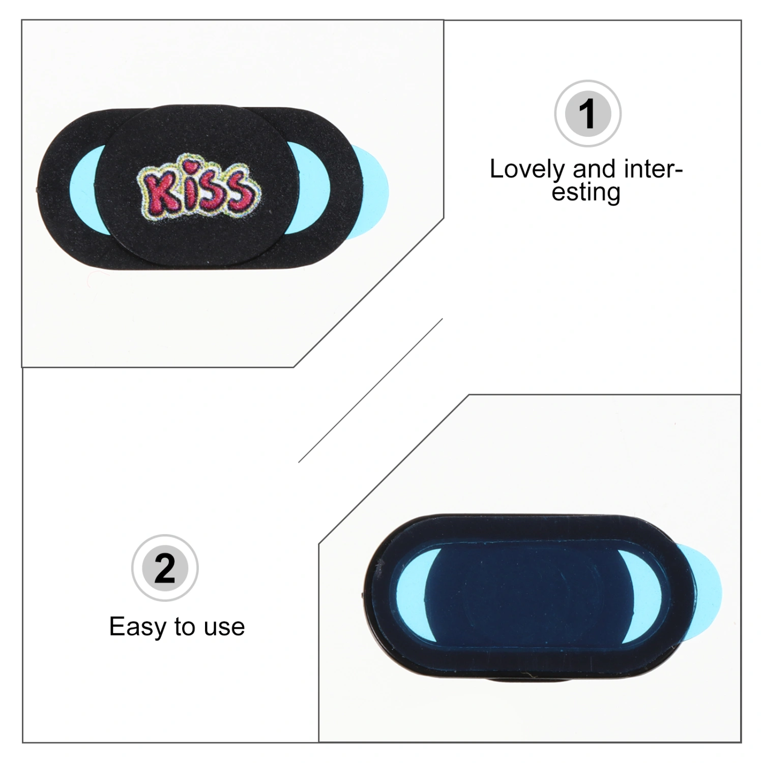 6PCS/Set Camera Cover Slide Blocker Lip Heart Pattern Laptop Webcam Slide Cover