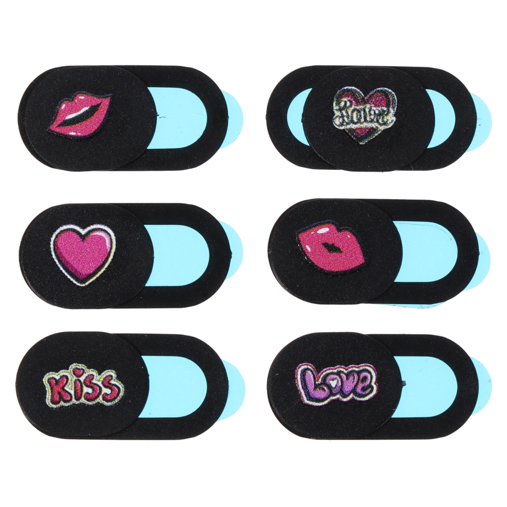 6PCS/Set Camera Cover Slide Blocker Lip Heart Pattern Laptop Webcam Slide Cover