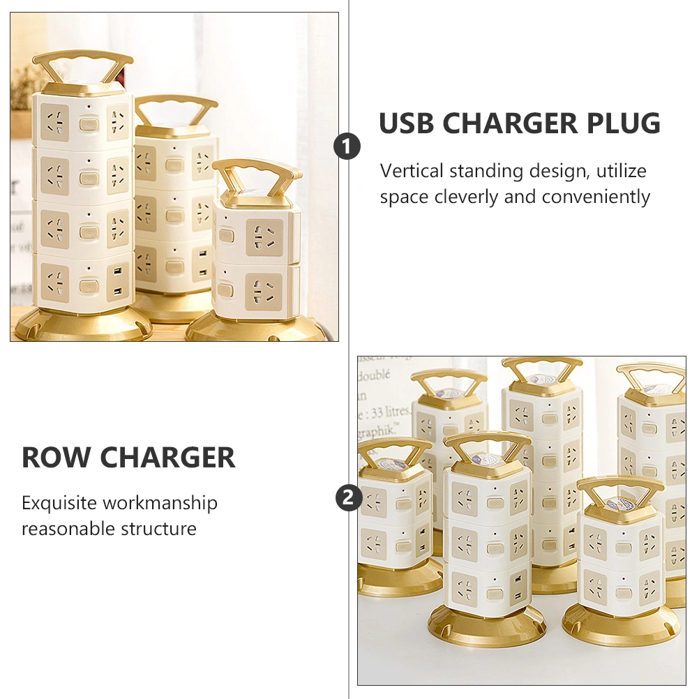 USB Charger Plug Triple Layers Tower Multifunctional Plug Board for Home Office