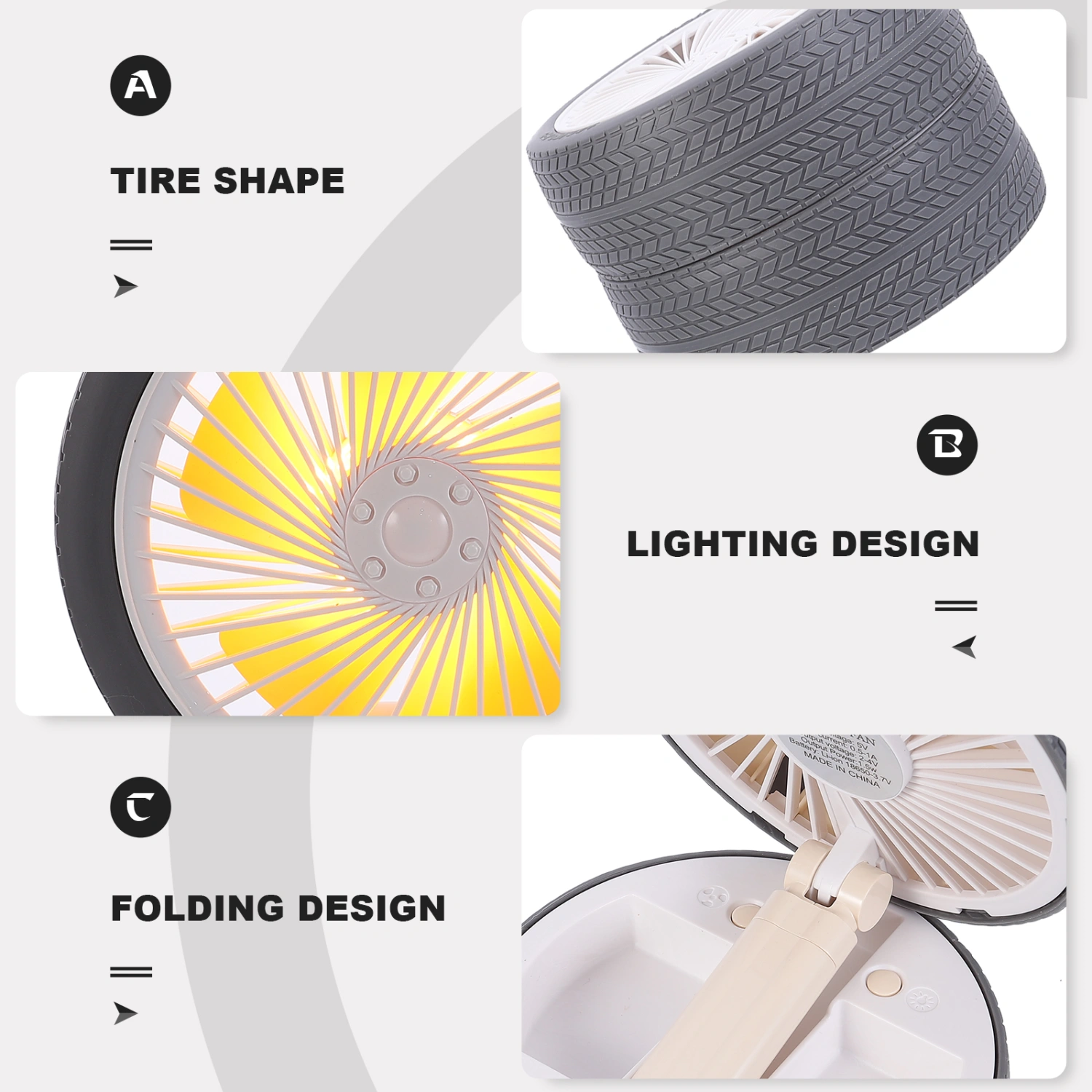 1pc Foldable USB Charging Fan Rechargeable Summer Fan Desktop Tire Styled Fan