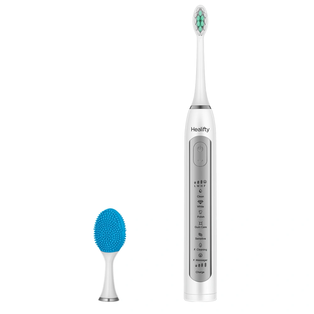 Healifty Ultrasonic Electric Toothbrush Rechargeable Wireless Waterproof Toothbrush Includes Facial Cleansing Head