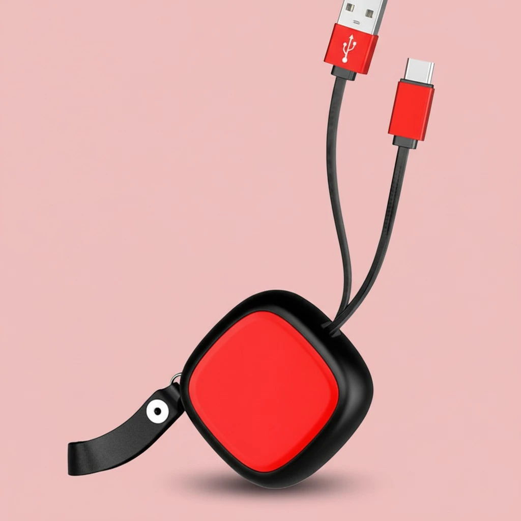 Type-C Retractable Charging Cable USB Data Line Portable Fast Charger Cord Multifunction Cable Data (Red)
