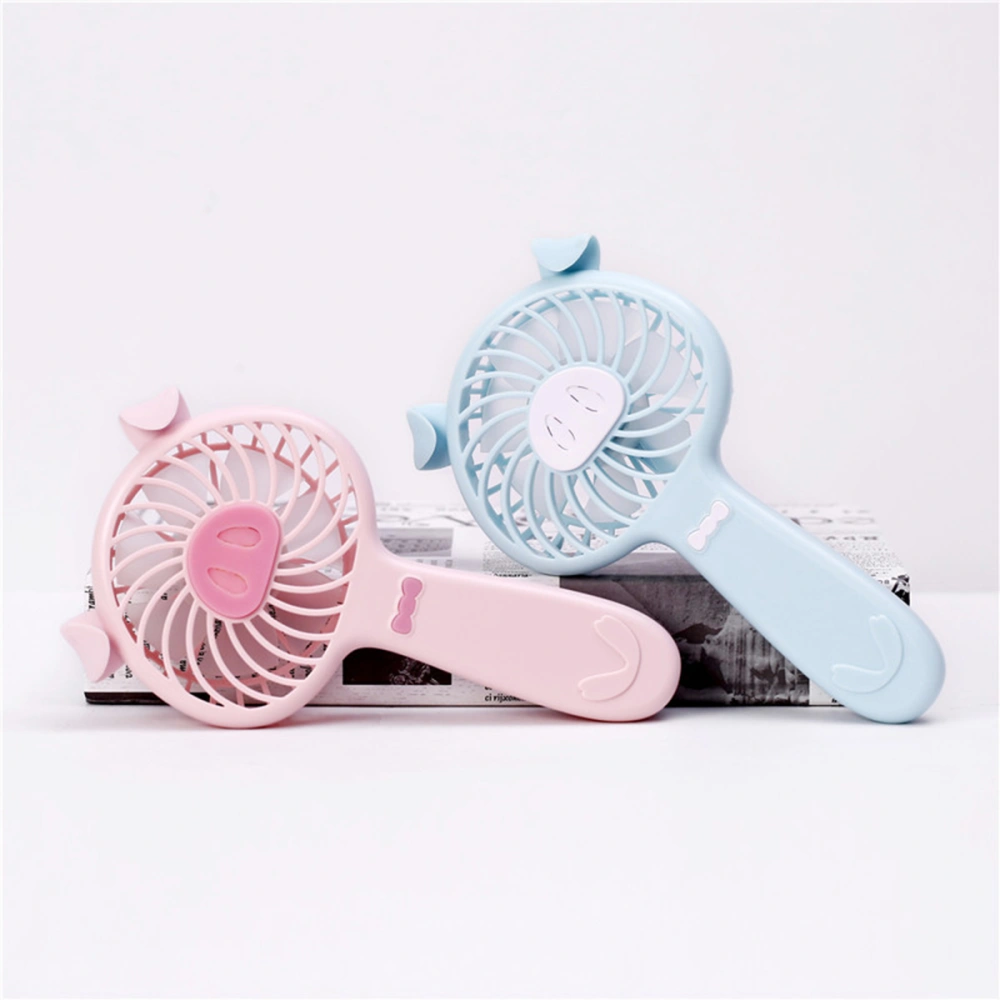 Portable Mini Pig Fan Handheld USB Rechargeable Cooling Fan for Home Travel Camping - Pink