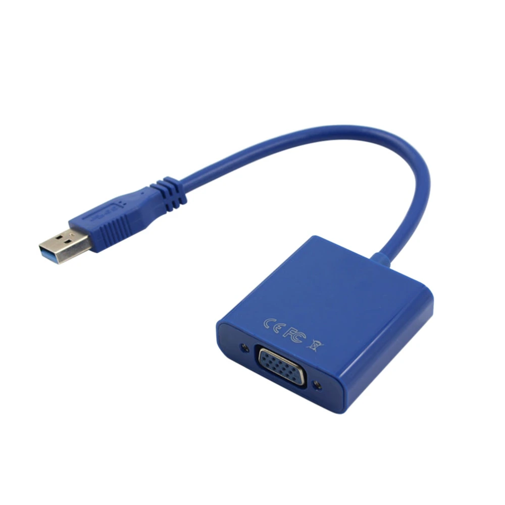 USB 3.0 TO VGA Adapter Cable External Video Multi Screen Display Adapter Converter (Blue)