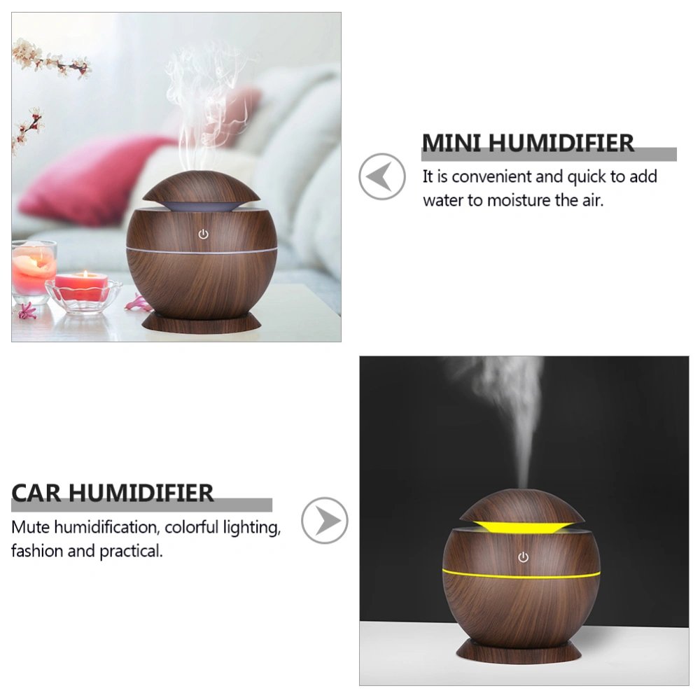 130ML Mini Air Humidifier Water Diffuser USB Humidificador (Dark Wood Grain)