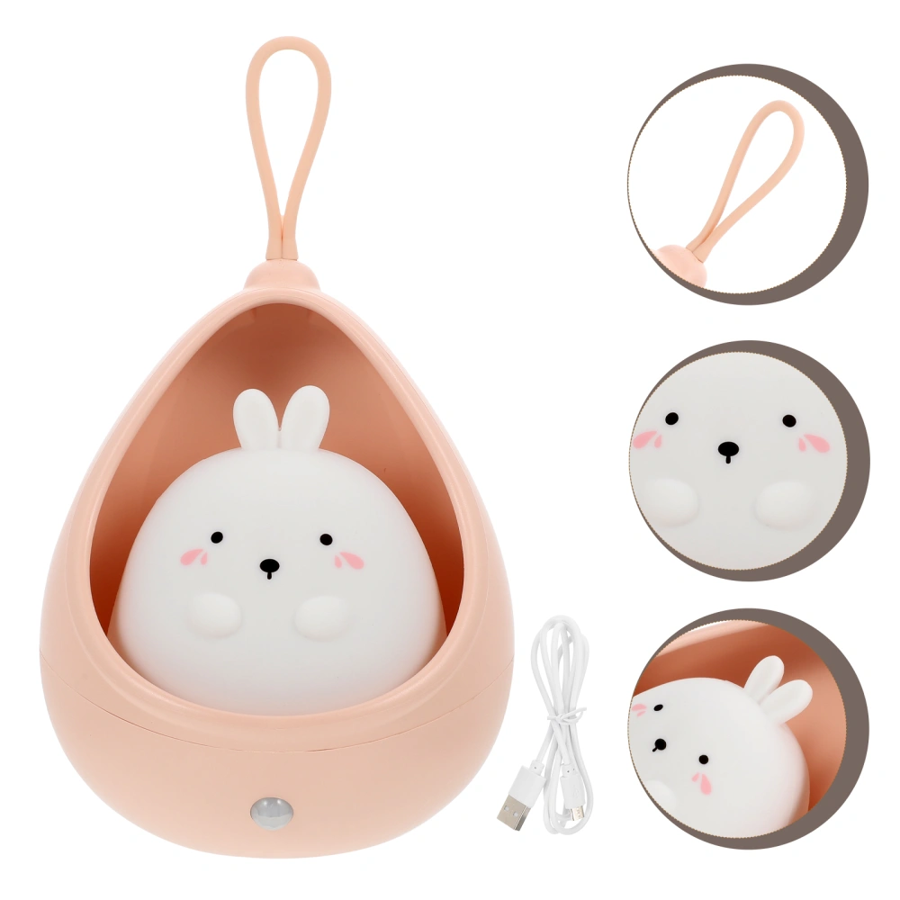 Touch Sensor Rabbit Night Light USB Rechargeable Silicone Lanyard Bunny Lamp