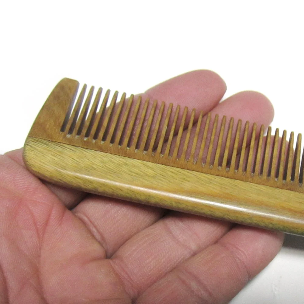 Green Sandalwood Comb Wooden Hair Comb Long Handle Pointed Tail Comb Comb Hair Smoothing Wooden Comb Fine Tooth Comb