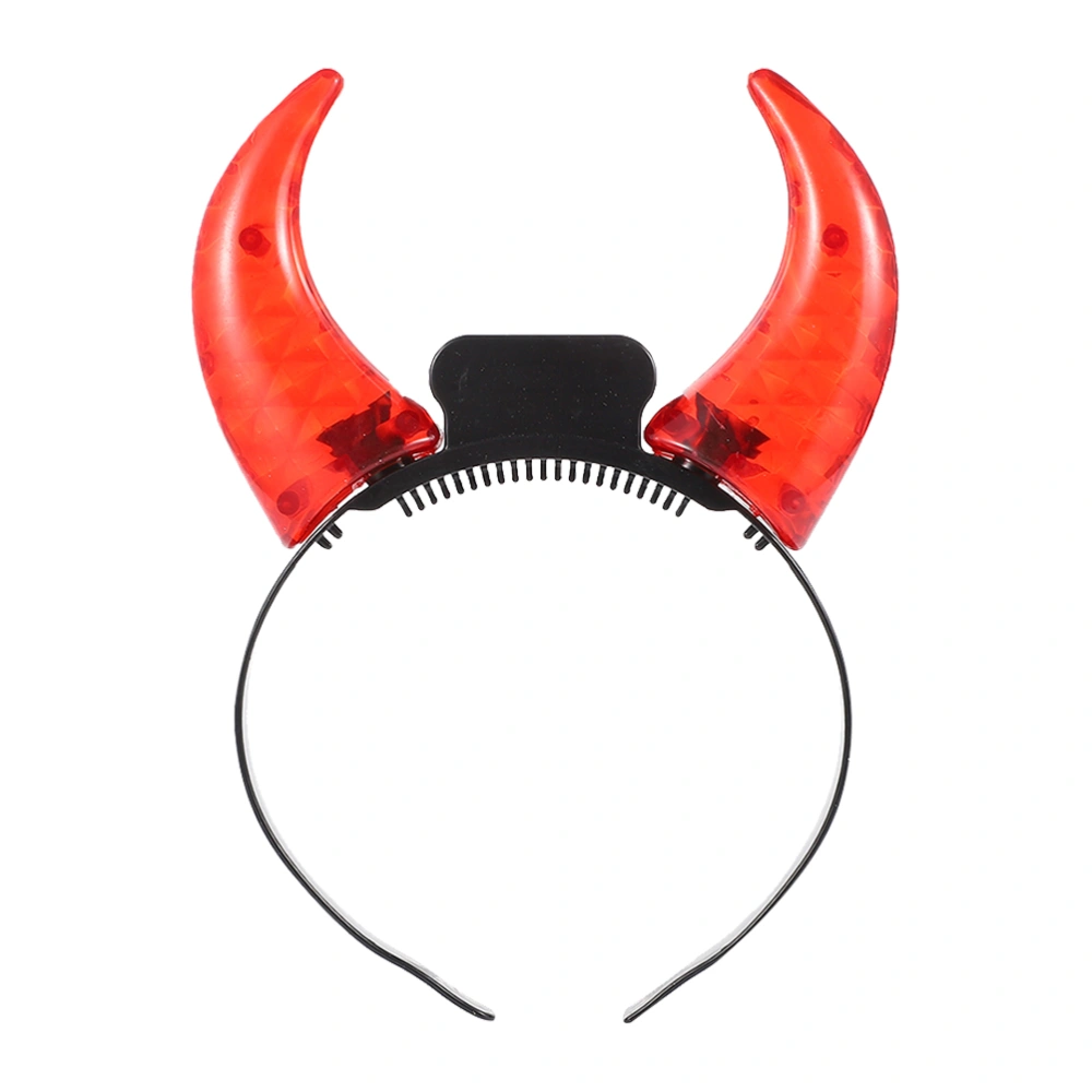 1pc LED Glowing Devil Horn Headband Costume Luminous Headband Party Decor