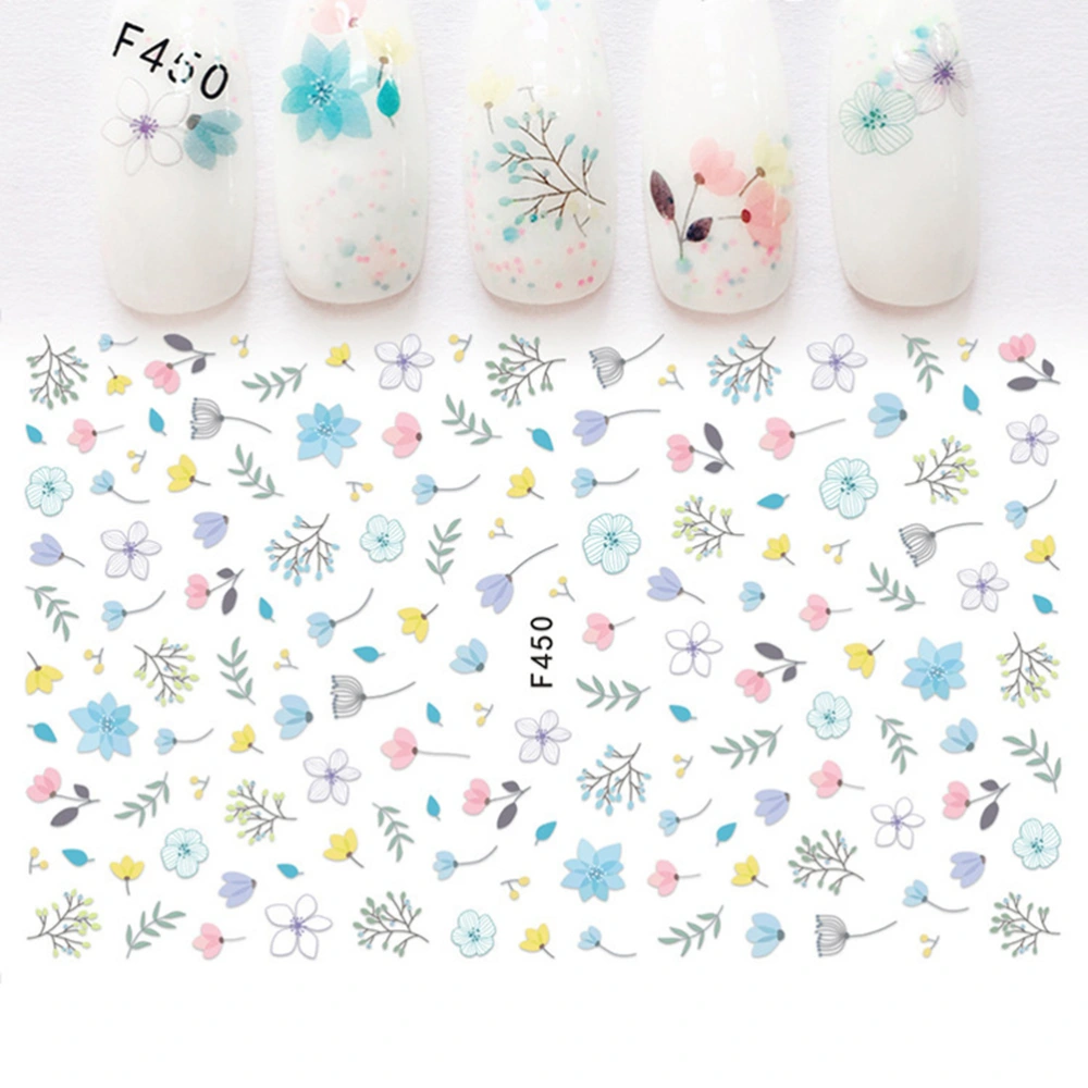 4 Sheets Unicorn Transparent Blooming Flower Nail Sticker Decals 3D Thin Nail Art Stickers Self-adhesive Nail Tips Decorations Elegant Manicure Nail Accessorie for Girls and Women （F450+F454+F455+F456）