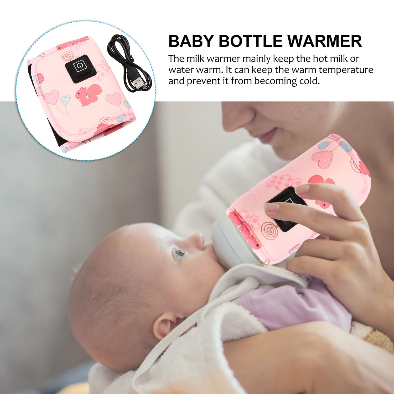 1pc USB Baby Bottle Warmer Portable Newborn Infant Milk Bottle Heating Cover