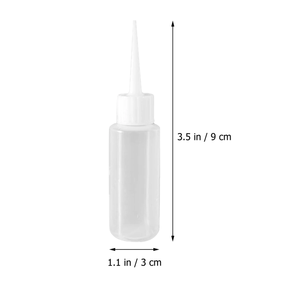 6pcs Refillable Empty Bottle Plastic Squeeze Bottle 50ml Pointed Mouth Bottles