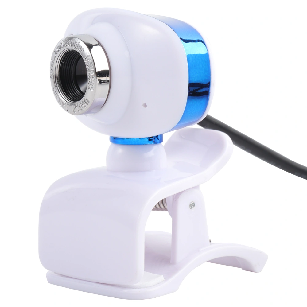 Rotatable Camera Webcam Focal Length Adjustable with Microphone Clip for PC Laptop (Blue)