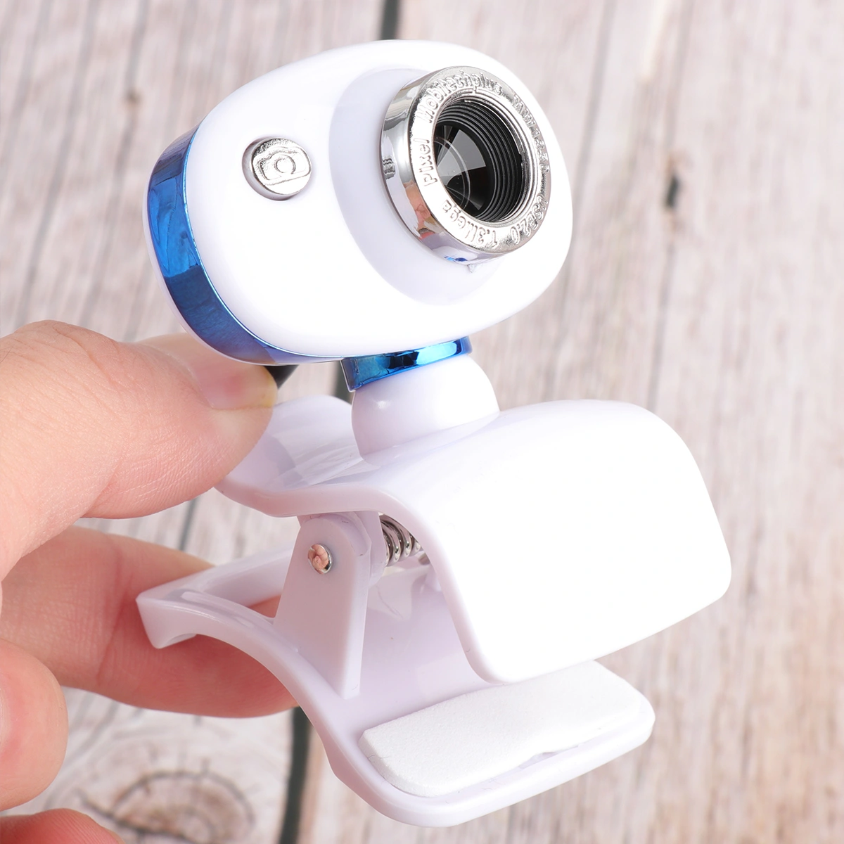 Rotatable Camera Webcam Focal Length Adjustable with Microphone Clip for PC Laptop (Blue)