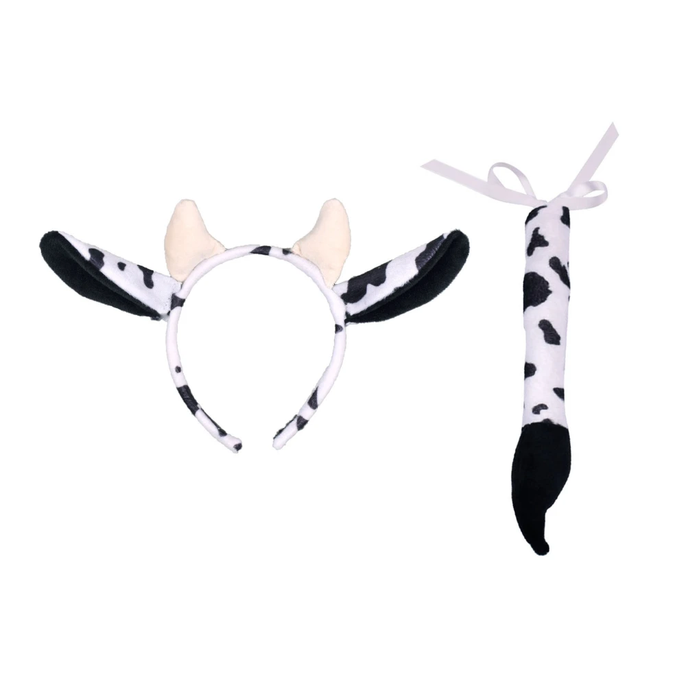 1 Set Cow Headband Tail Props Cosplay Animal Costume Props Stage Performance Supplies