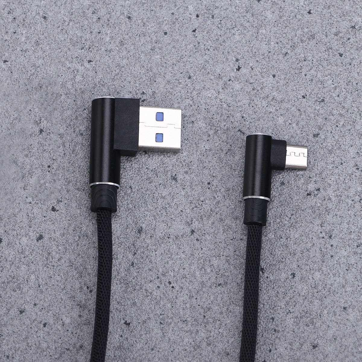 1M Right Angle USB Micro Cable Braided USB 2.4 A to 90 Degree Data Cable Charger Cord for Universal Android Phone (Black)