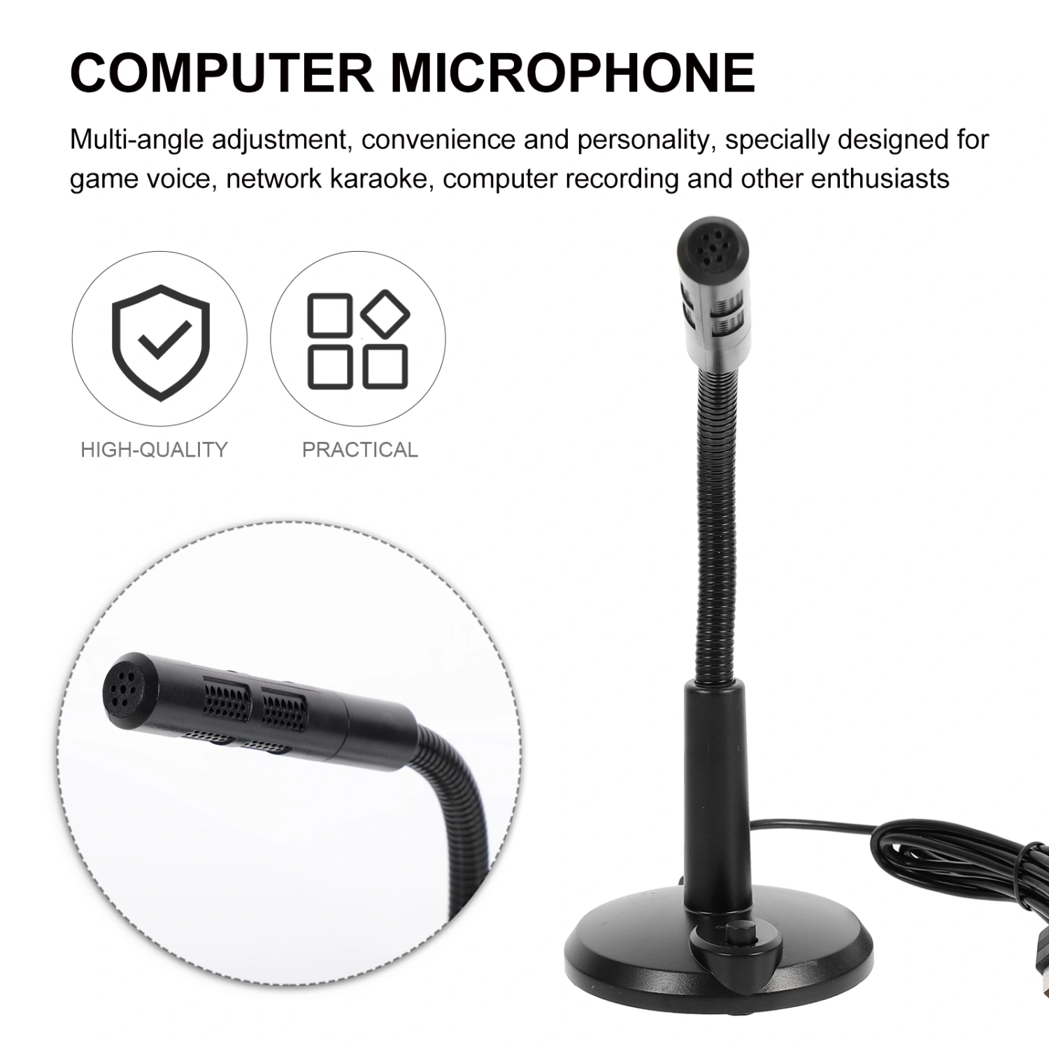 USB Microphone Practical Computer Microphone Game Mic Computer Accessory