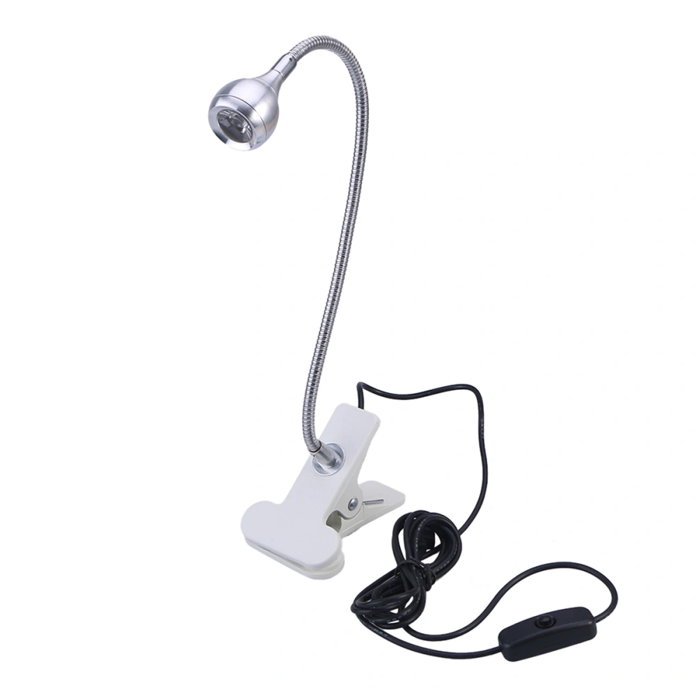 360 Degree Adjustable LED Eye Protection Desk Lamp Holder USB Flexible Neck Headboard Light Reading Book Desk Lamp Reading Clip Lamp with Clip and On/Off Switch Warm White Light (Silver)