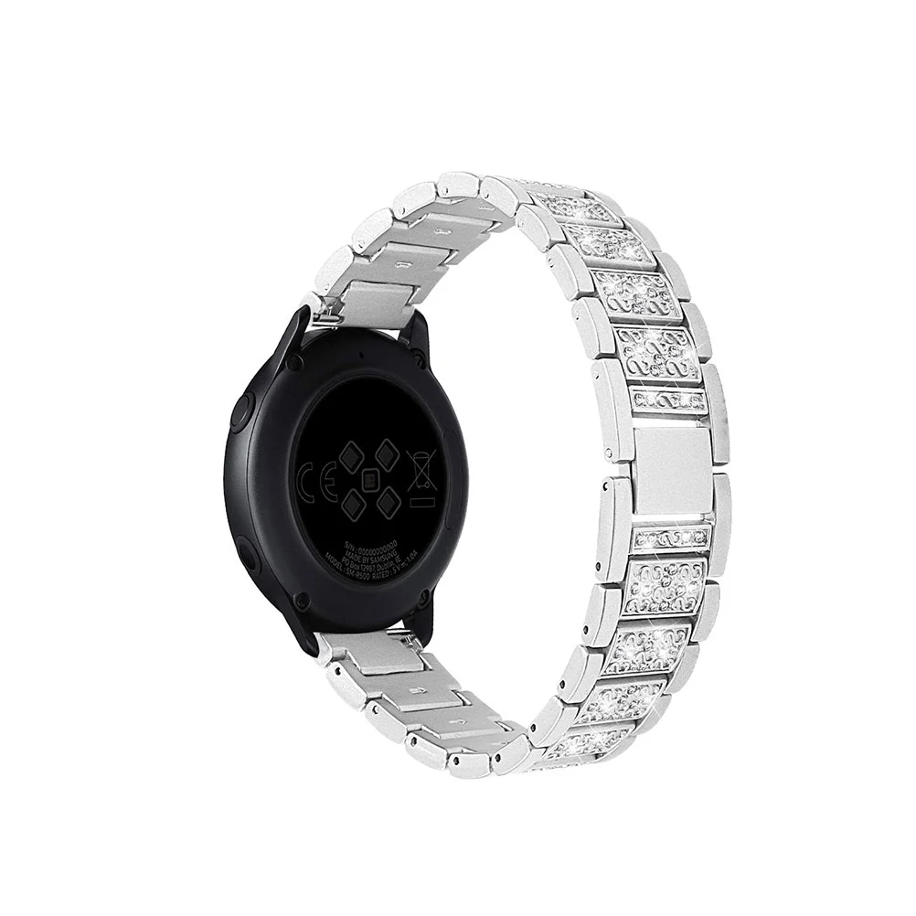 1pc Metal Watchstrap Rhinestone Watch Band Fashion Replacing Wristband Compatible for Galaxy Watch Silver 2.2cm