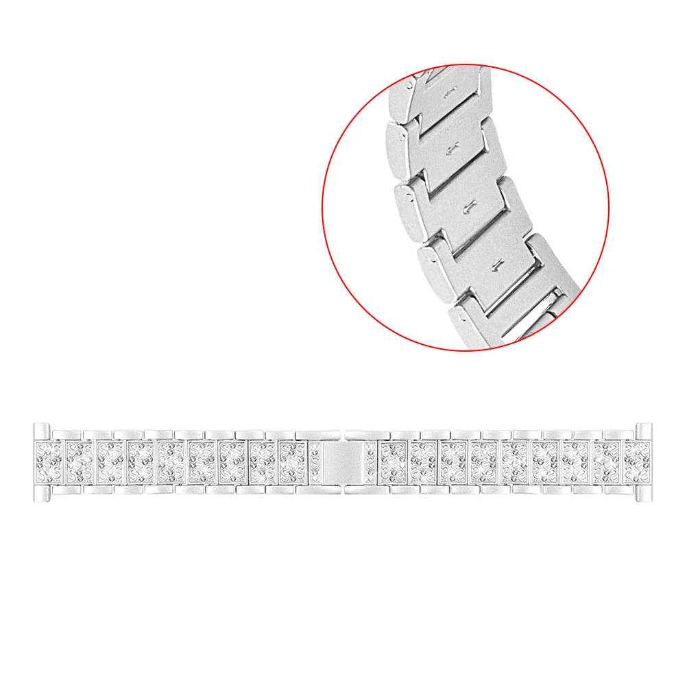 1pc Metal Watchstrap Rhinestone Watch Band Fashion Replacing Wristband Compatible for Galaxy Watch Silver 2.2cm