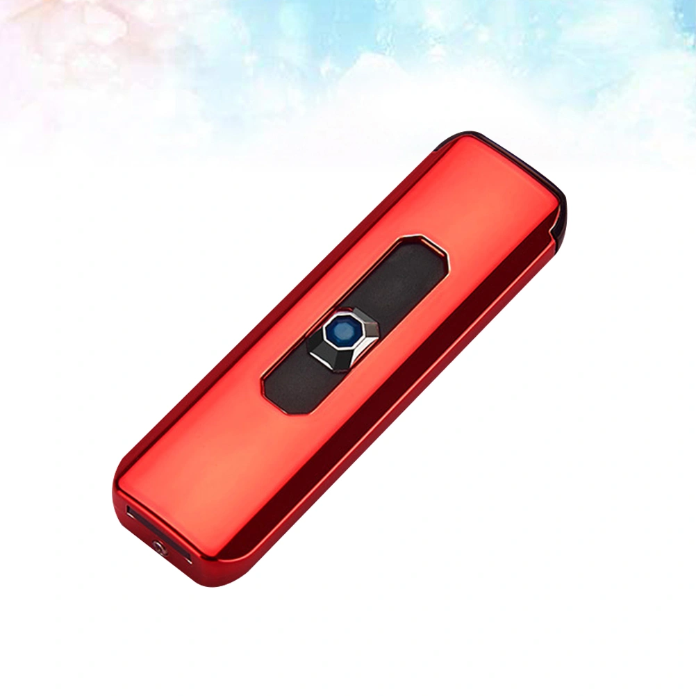 1pc Windproof USB UP Push Type Rechargeable Cigarette Lighter Electric Flameless Lighter Cigar Lighter (Red)