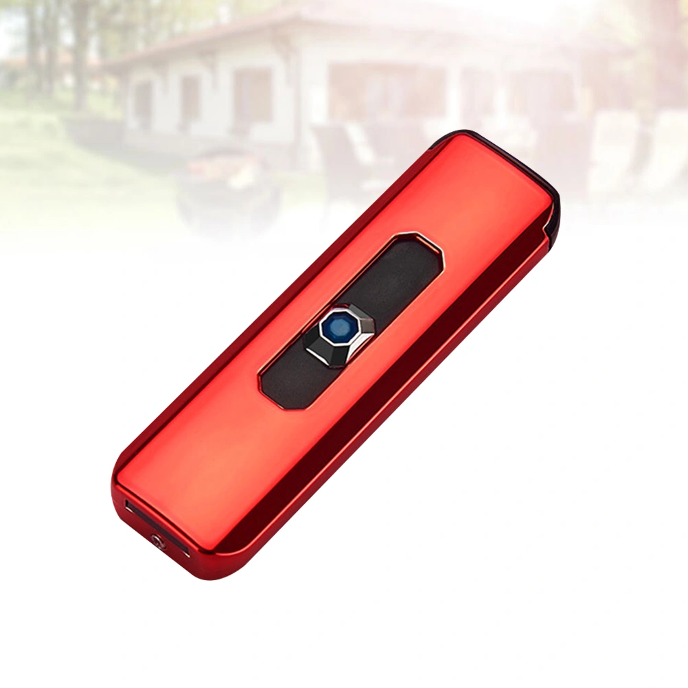 1pc Windproof USB UP Push Type Rechargeable Cigarette Lighter Electric Flameless Lighter Cigar Lighter (Red)