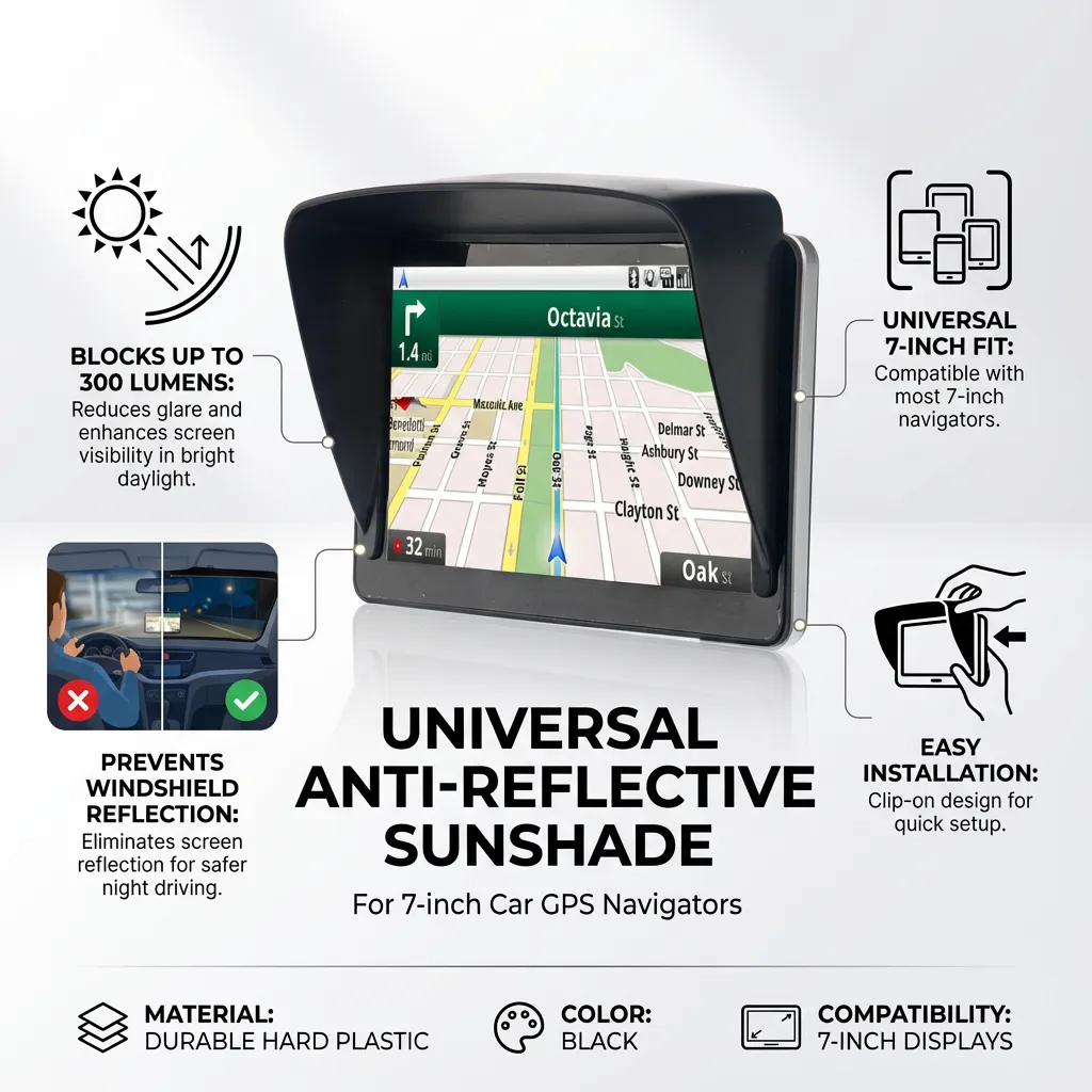 Universal Anti-reflective Sunshade Sunshine Shield for 7-inch Car GPS Navigator (Black)