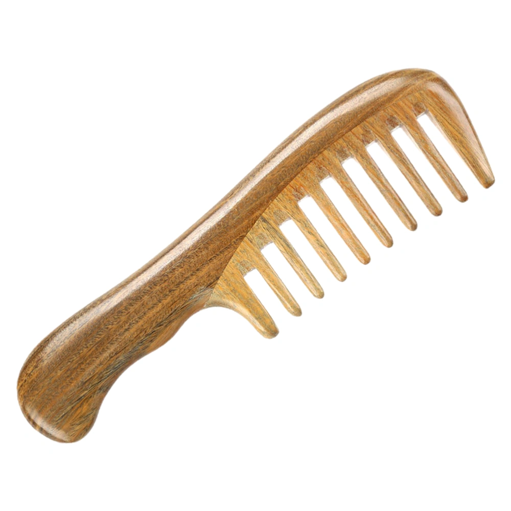 1Pc Sandalwood Comb Wooden Wide Dense Tooth Comb Coarse Tooth Massage Comb Natural Head Massager Hair Comb (Khaki)