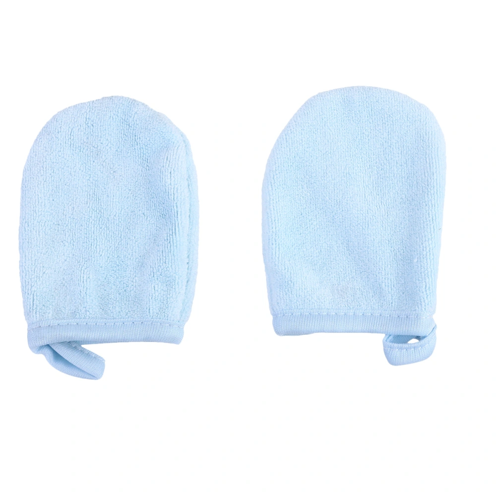 3Pcs Facial Cleaning Gloves Makeup Removal Puff Cosmetic Powder Cleaning Gloves Thickened Cleaning Pads Blue