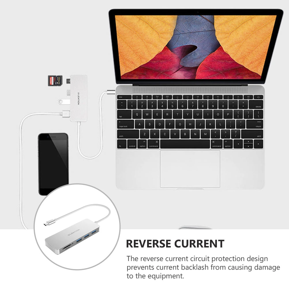 1Pc USB Hub USB 3.0 Hub Portable Type-c Hub Multifunctional Reader