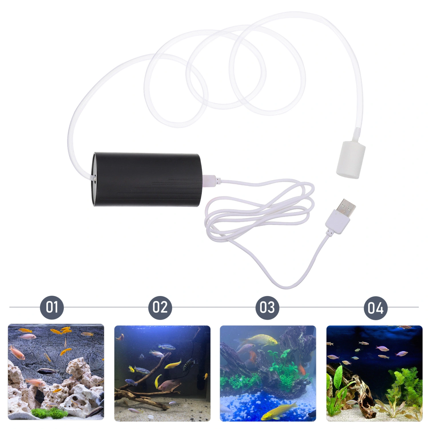 1 Set USB Charging Oxygenator Oxygen Aeration Air Pump for Fish Tank Aquarium