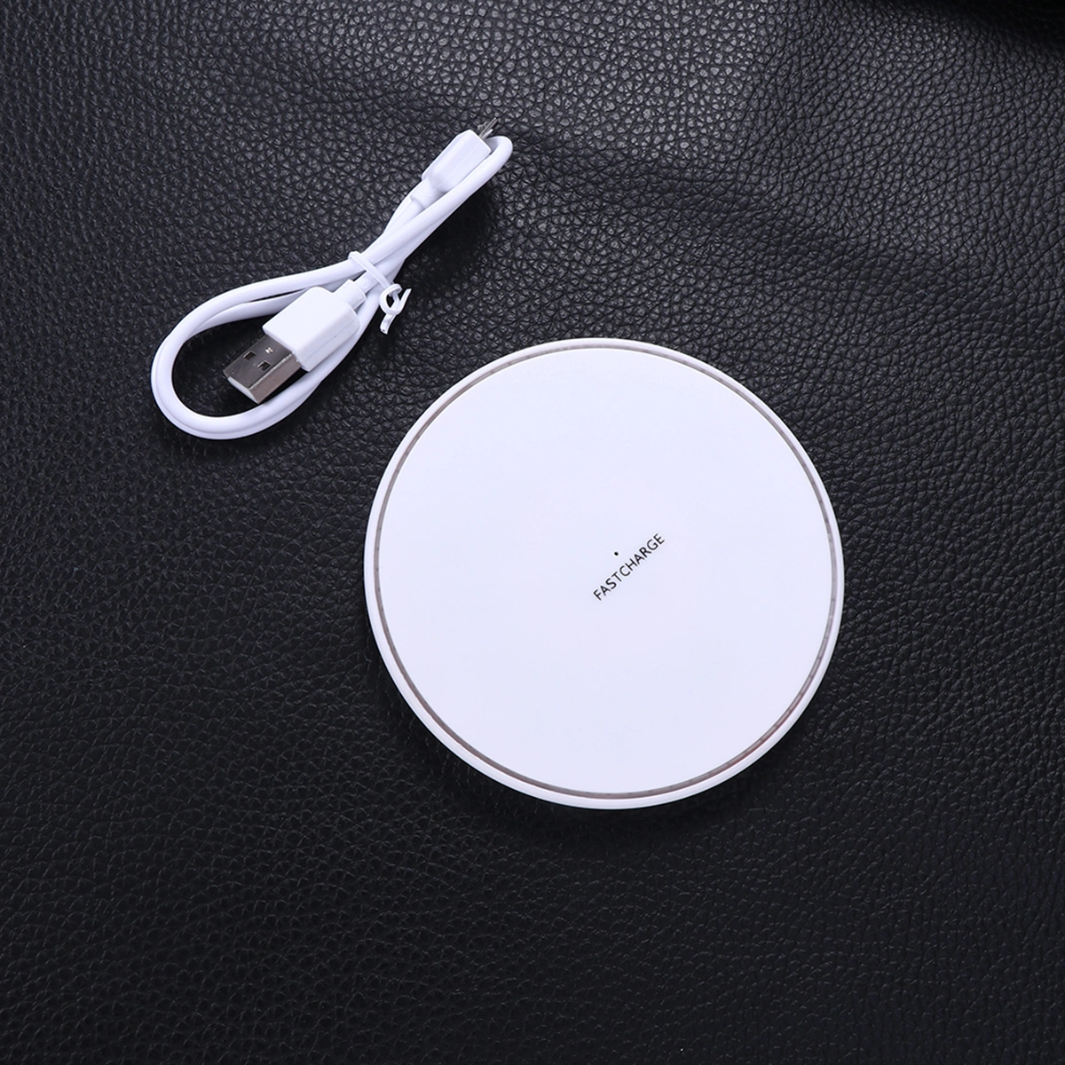 Wireless Charger 10W Wireless Fast Charging Pad for iPhone X 8 S9 S8 S7 and Qi-enabled Smart Phones (White with Random USB Cable Color)